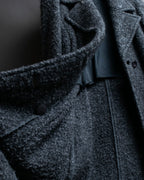 "YVES SAINT LAURENT" Double breasted belted brushedmaxi length chester coat