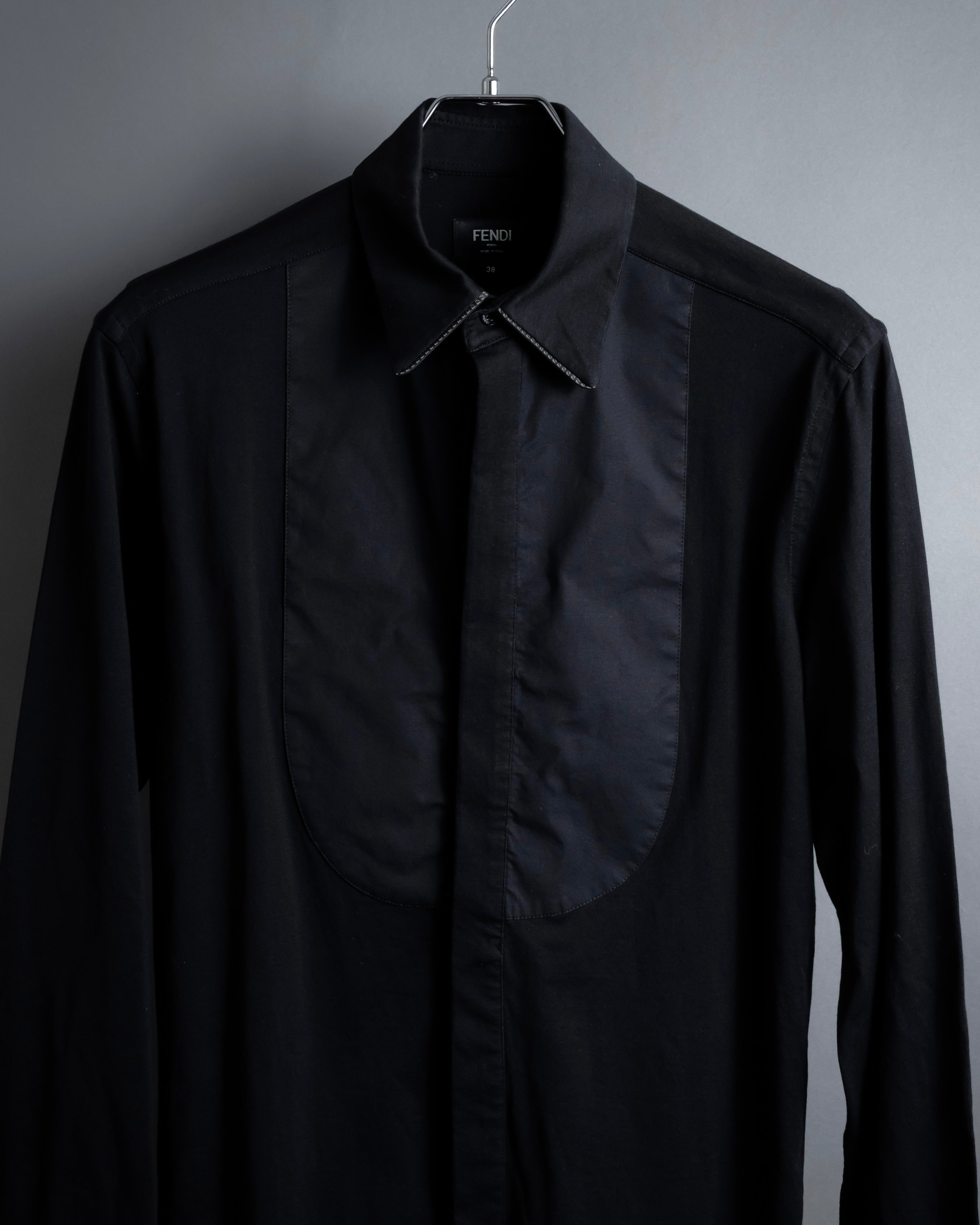 "FENDI" Pick stitch design fly front shirt