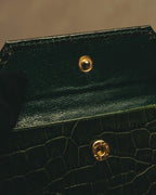 "Yves Saint Laurent" 80's Dark green crocodile compact wallet