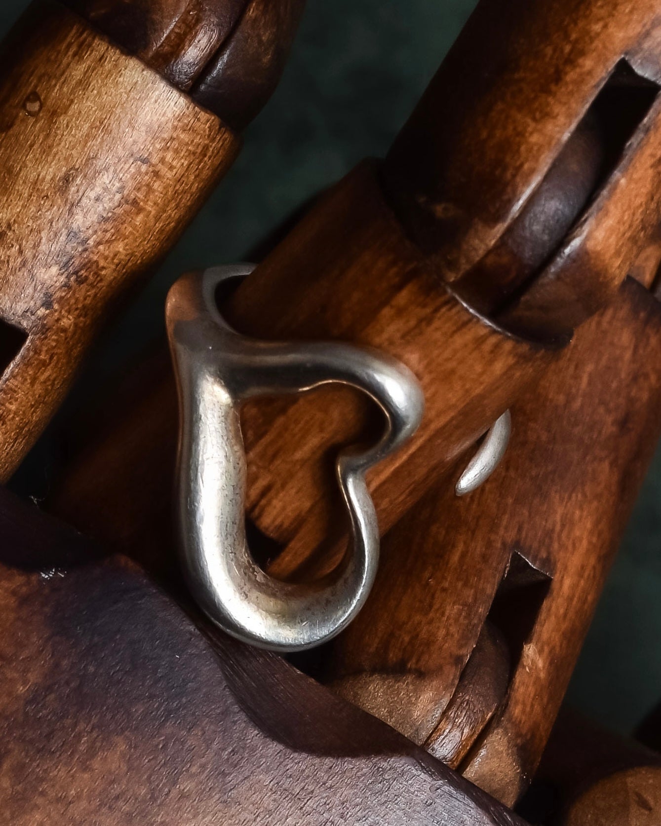 "Tiffany&Co" Elsa Peretti open heart design silver ring