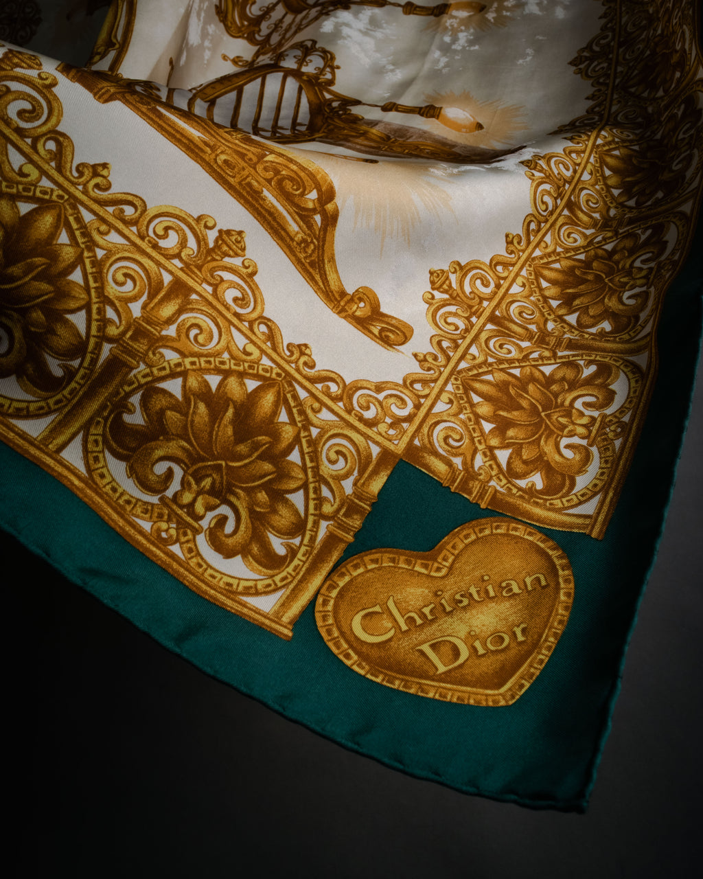 “Christian Dior” 80’s-90’s Baroque lamp motif silk scarf