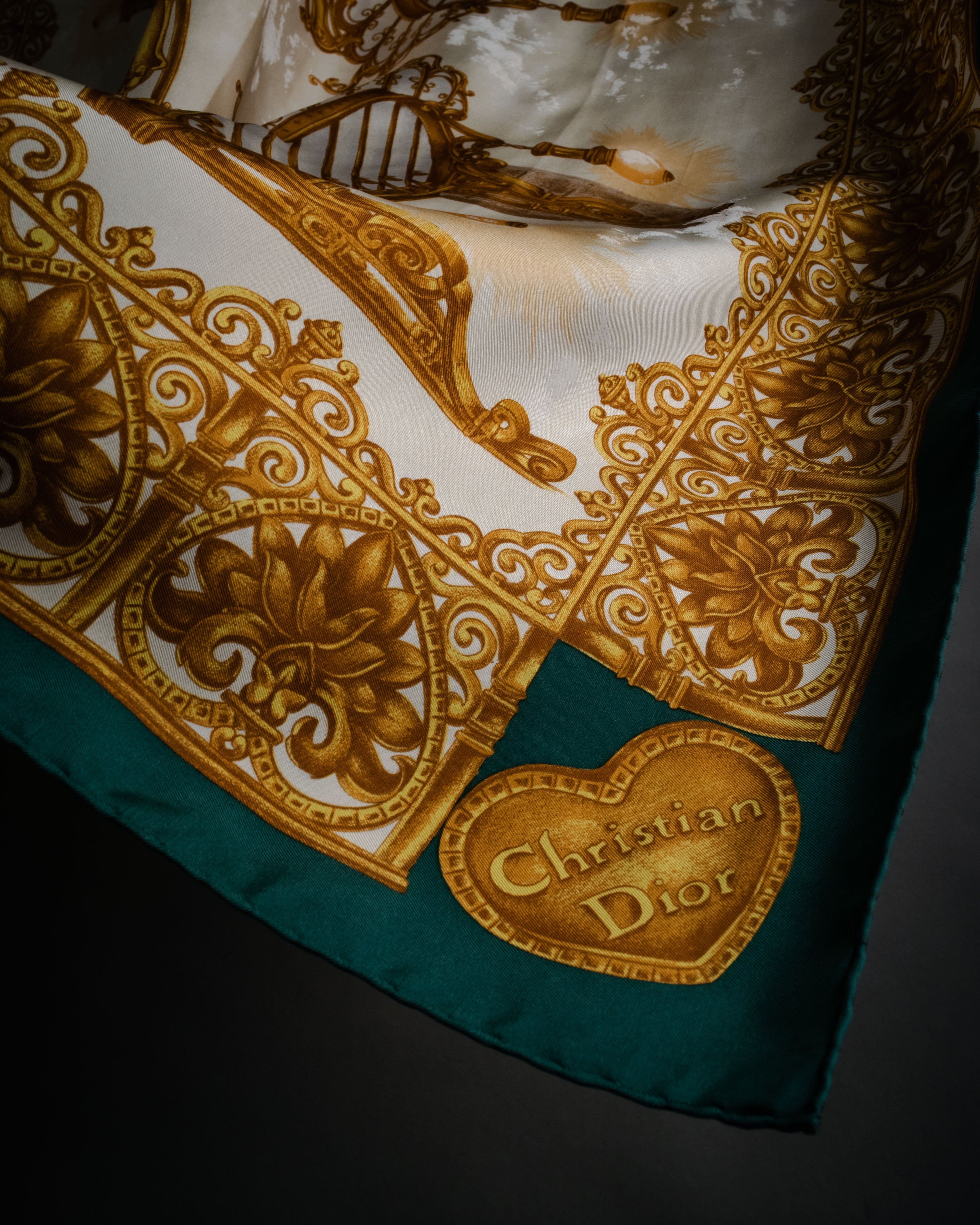 “Christian Dior” 80’s-90’s Baroque lamp motif silk scarf