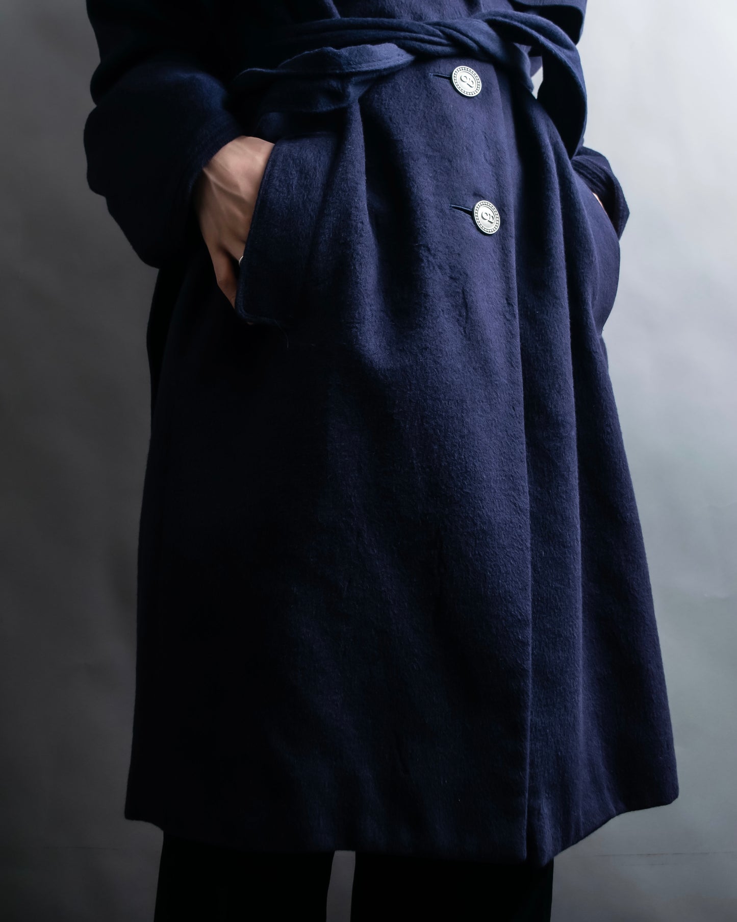 "DIOR" Double gun flap belted chester field coat