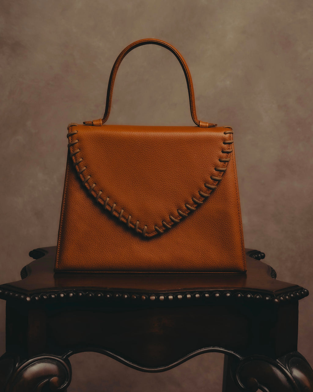 "Yves Saint Laurent" 70's-80's Cognac leather top handle bag