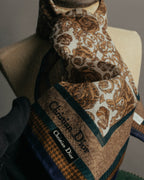 "Christian Dior" 80's-90's Baroque ornament print cotton scarf
