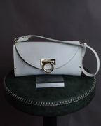 "Salvatore Ferragamo" Gancini motif structured white leather bag