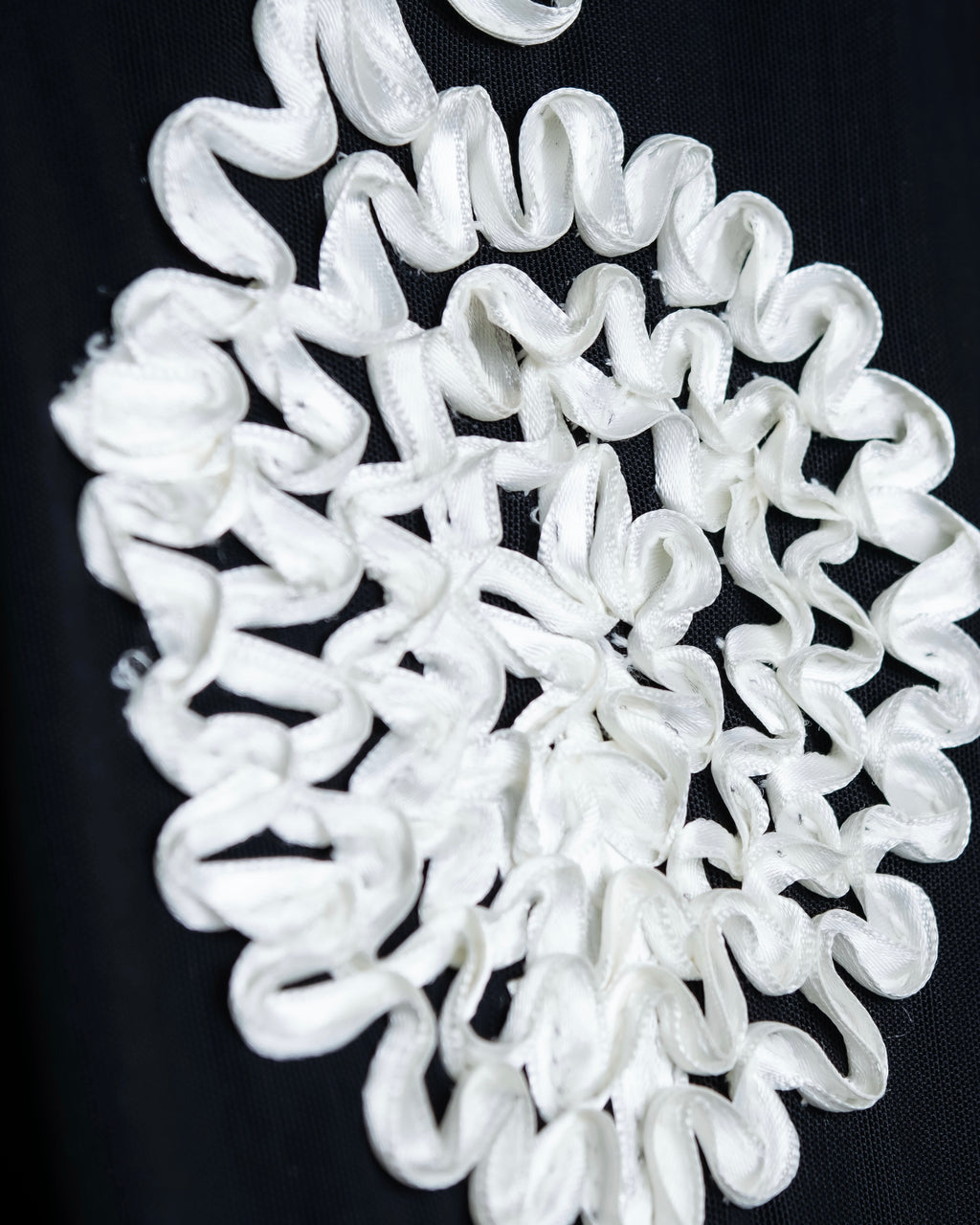 Vintage double zip ribbon flower design sheer jacket