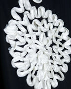 Vintage double zip ribbon flower design sheer jacket