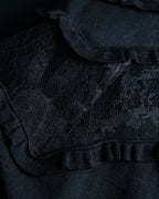 "VALENTINO" Ruffle＆lace design black knit