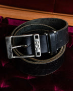 "KATHARINE HAMNETT" Vintage aged silver buckle leather belt
