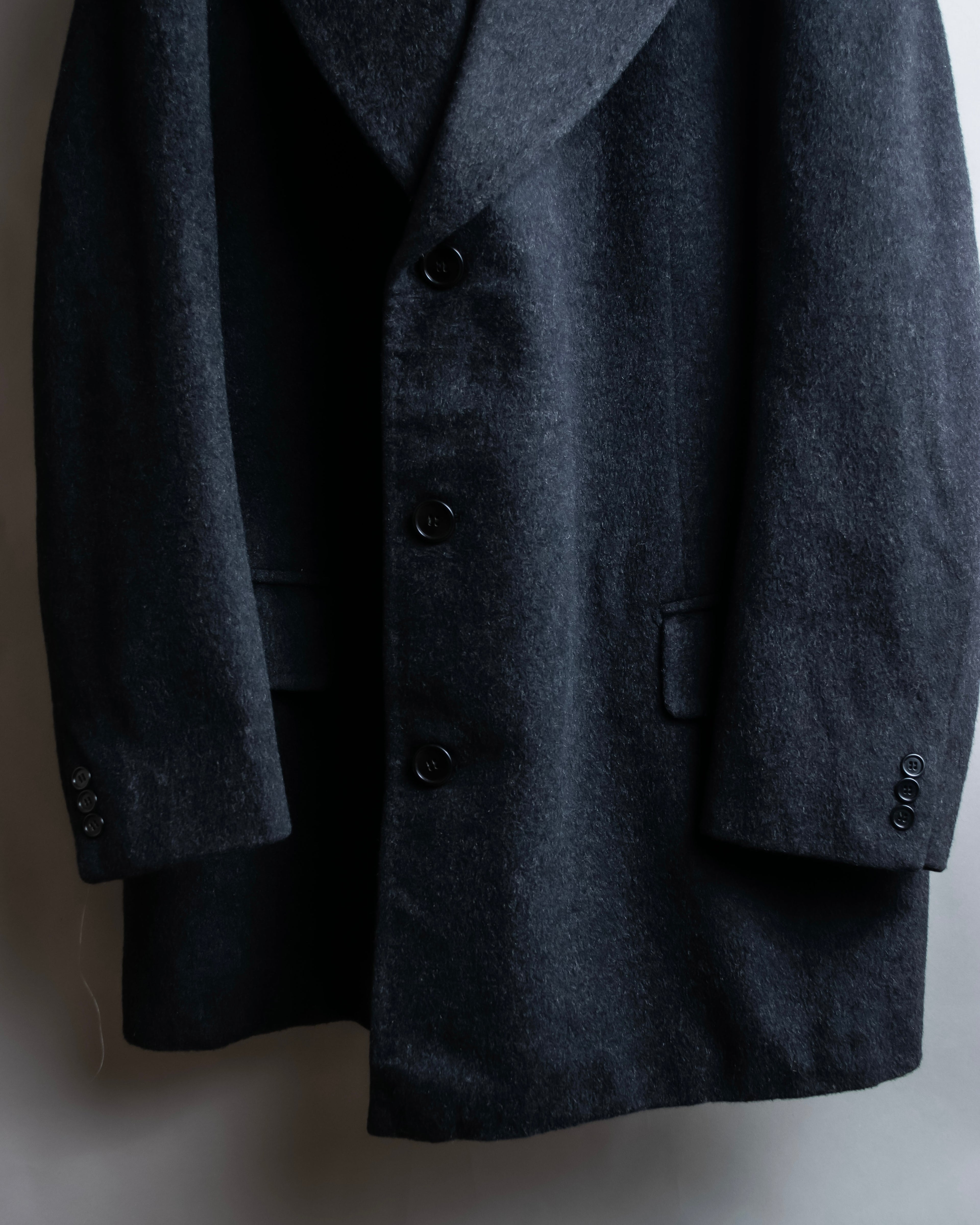 "Vintage brushed texture oversized mid-length chester coat"