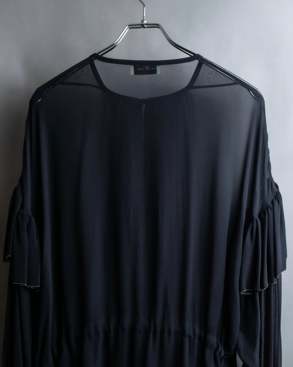 "DRIES VAN NOTTEN" Gather tiered design sheer black dress