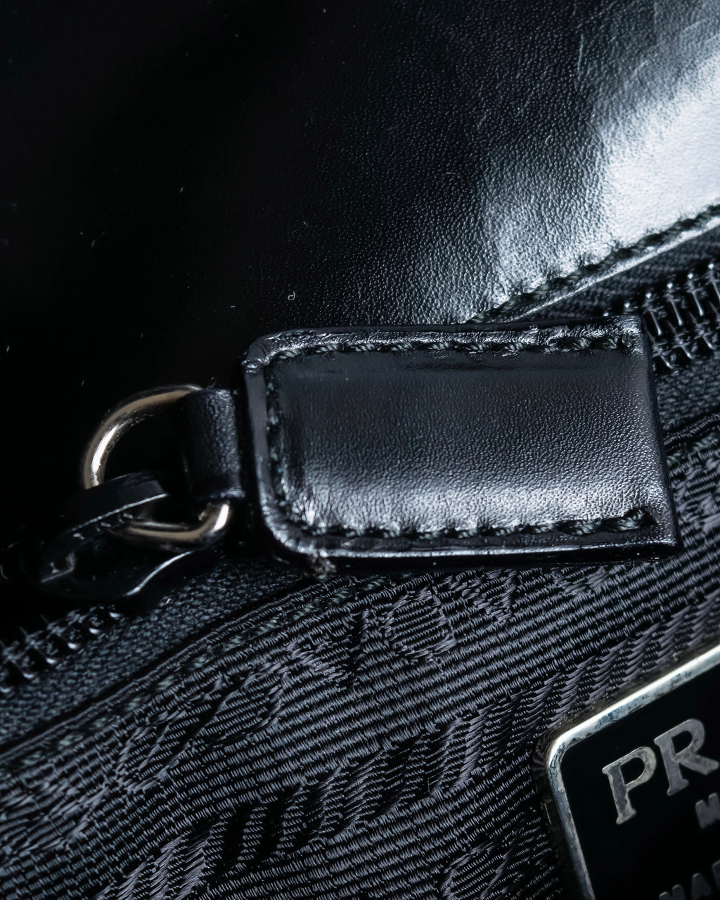 "PRADA" Structured top handle leather bag