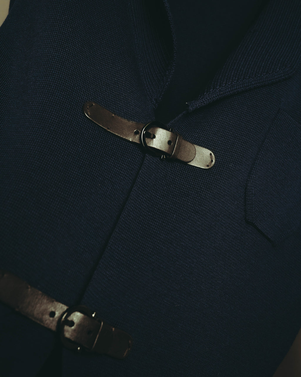 “Salvatore Ferragamo” 80’s-90’s Gancini buckle virgin wool knit jacket