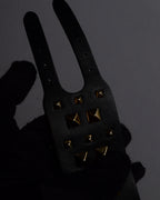 "VALENTINO" Pyramid stud design double buckle leather bracelet