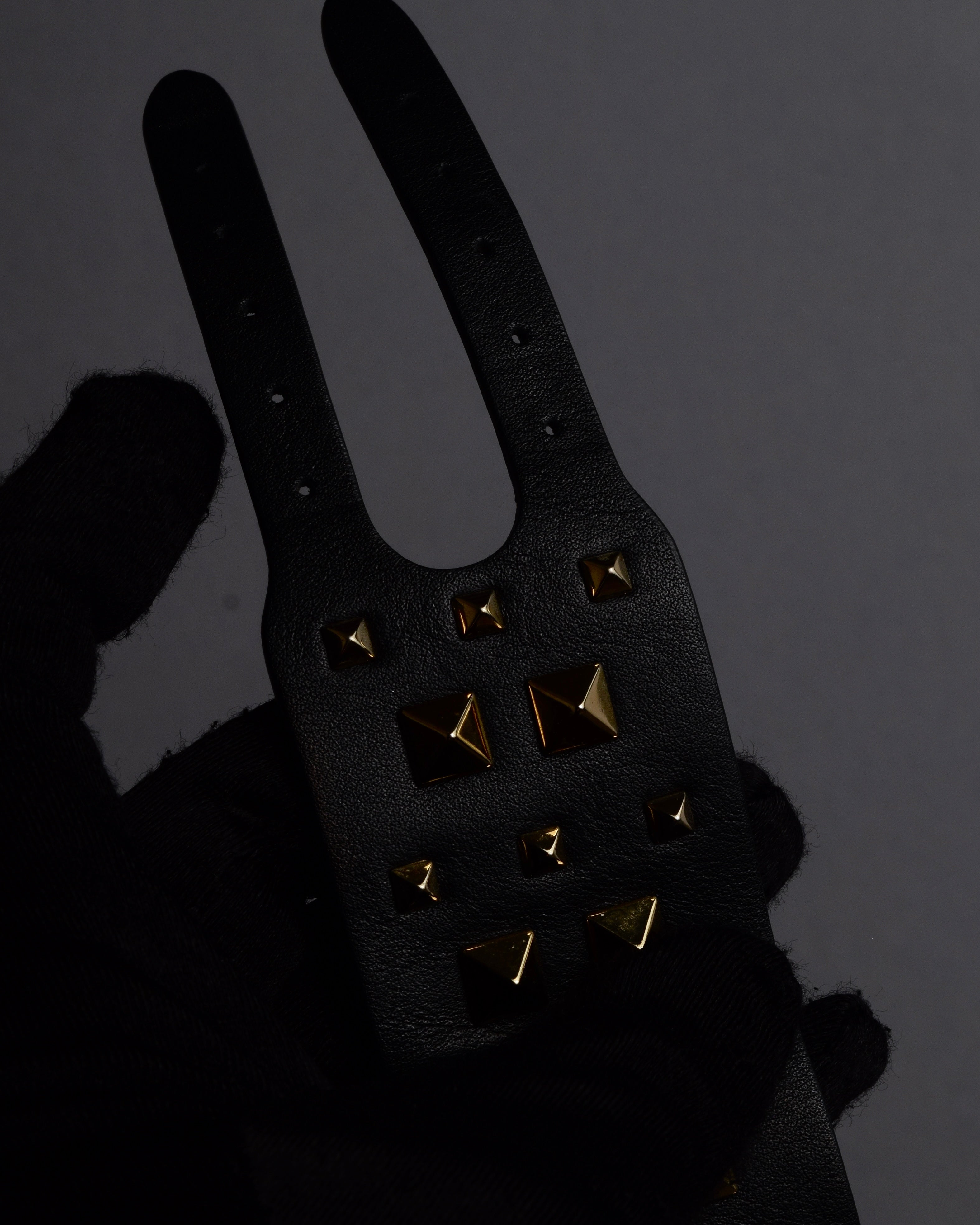 "VALENTINO" Pyramid stud design double buckle leather bracelet