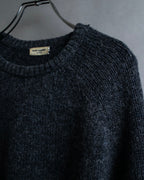 "Saint Laurent" Long-haired wool charcoal tone knit pullover