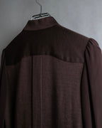 "Filo di Seta" Front pleated design stand-up collar shirt