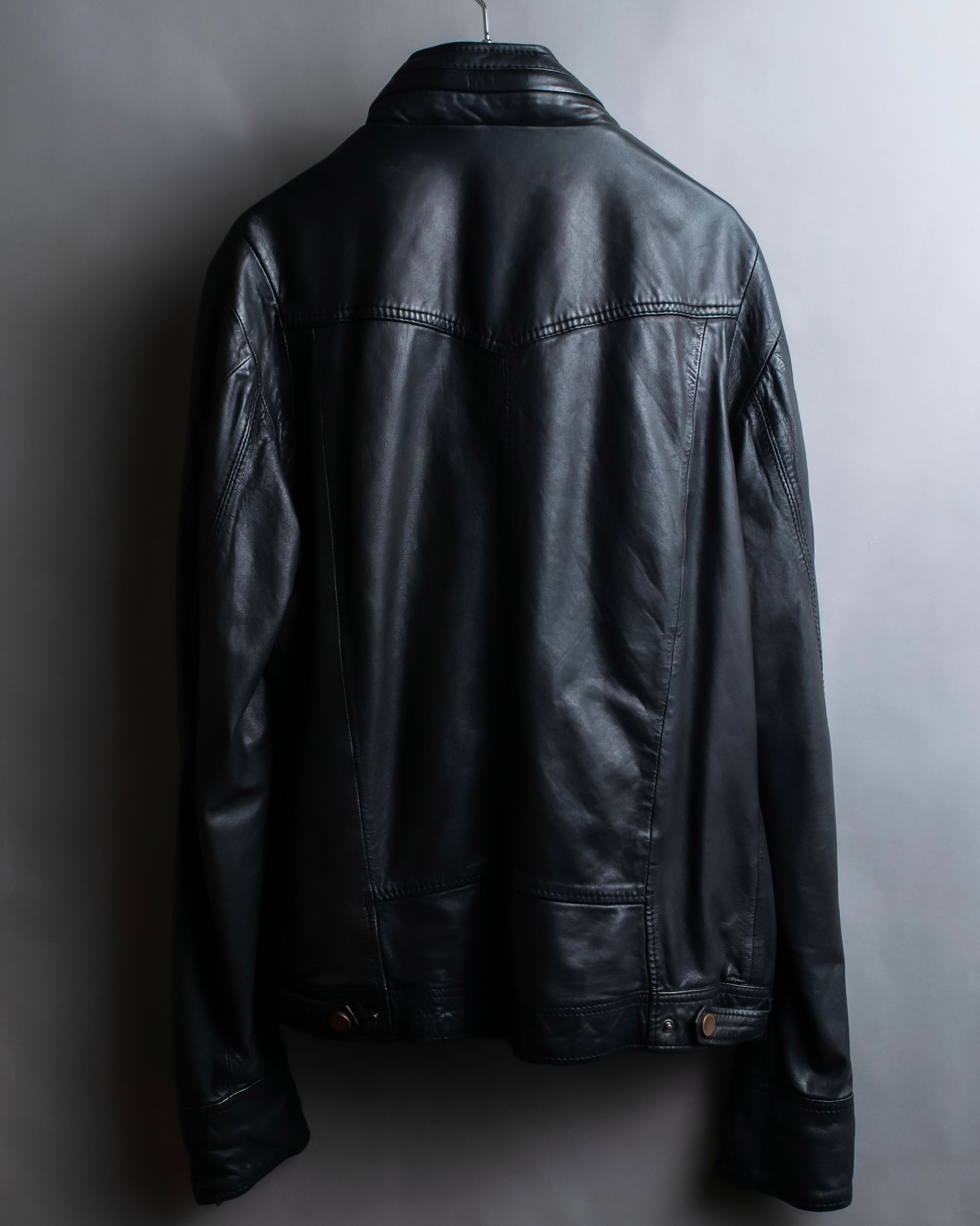 "DIESEL" Oversized stand collar lamb leather jacket