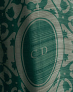 "Christian Dior" 85's-95's Vintage emerald tulip botanical silk shantung scarf
