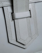 "YVES SAINT LAURENT" Large tab detail white leather shoulder bag