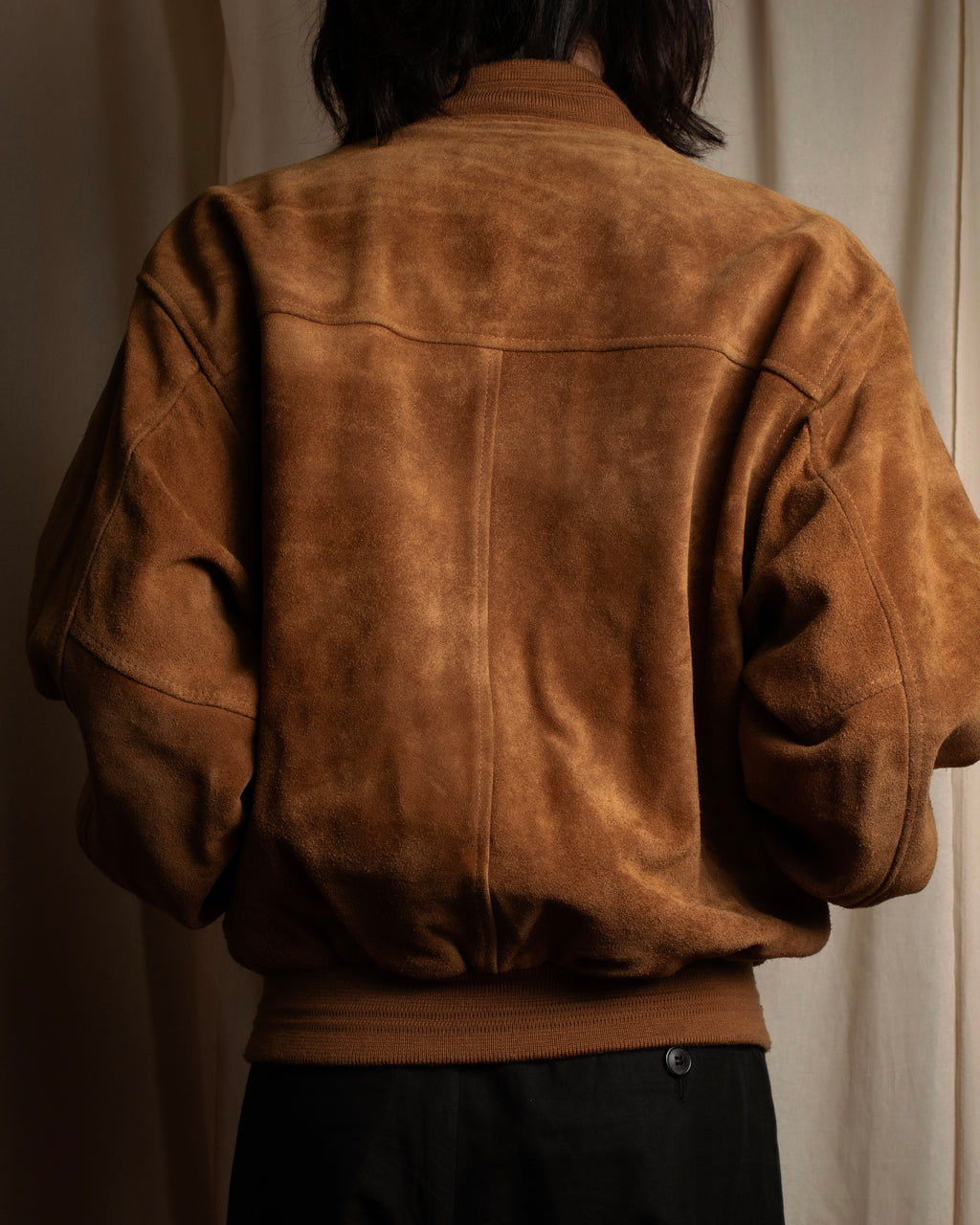"SEAHOP" Ribbed design suede leather blouson