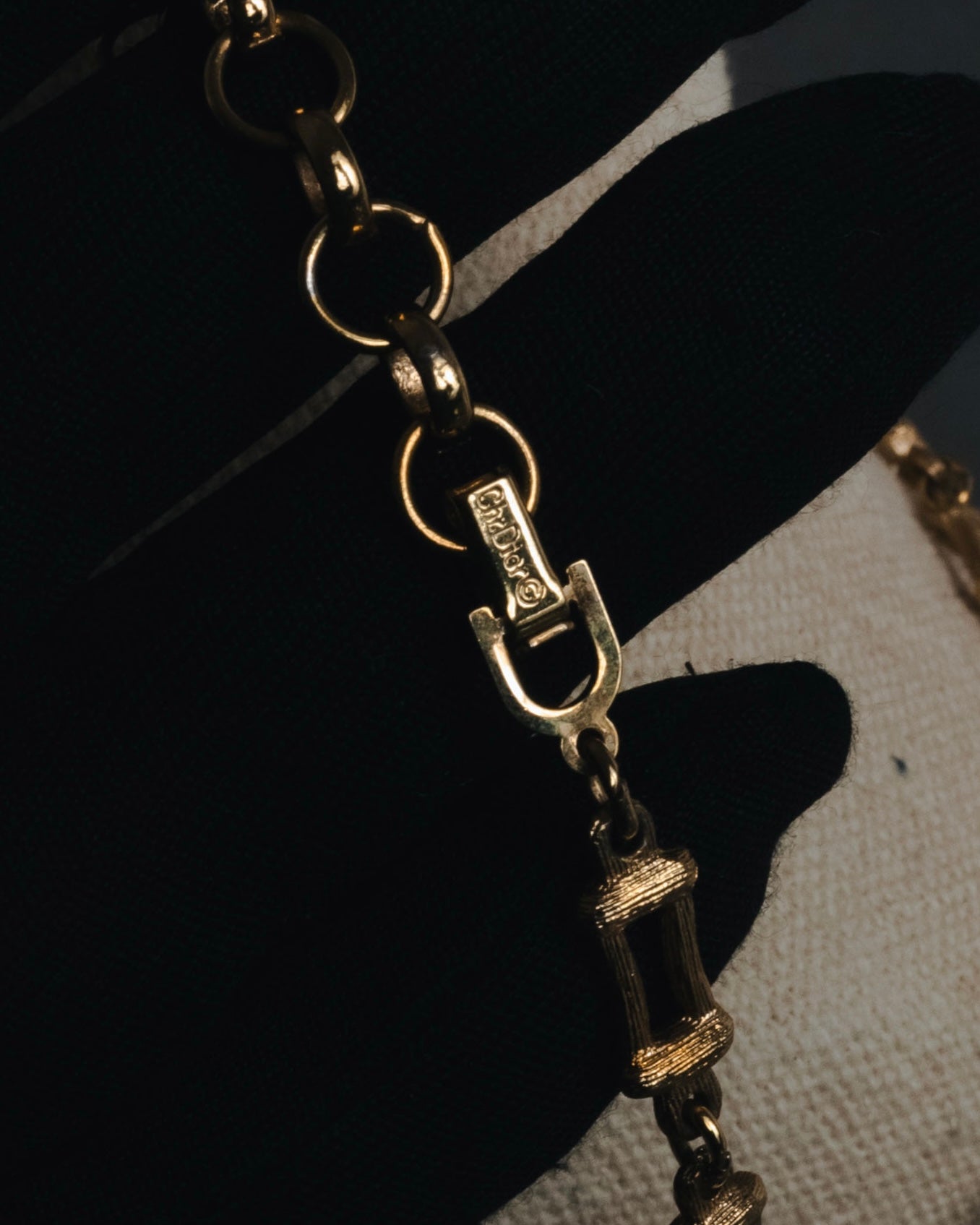 "Christian Dior" 80’s textured geometric link chain necklace