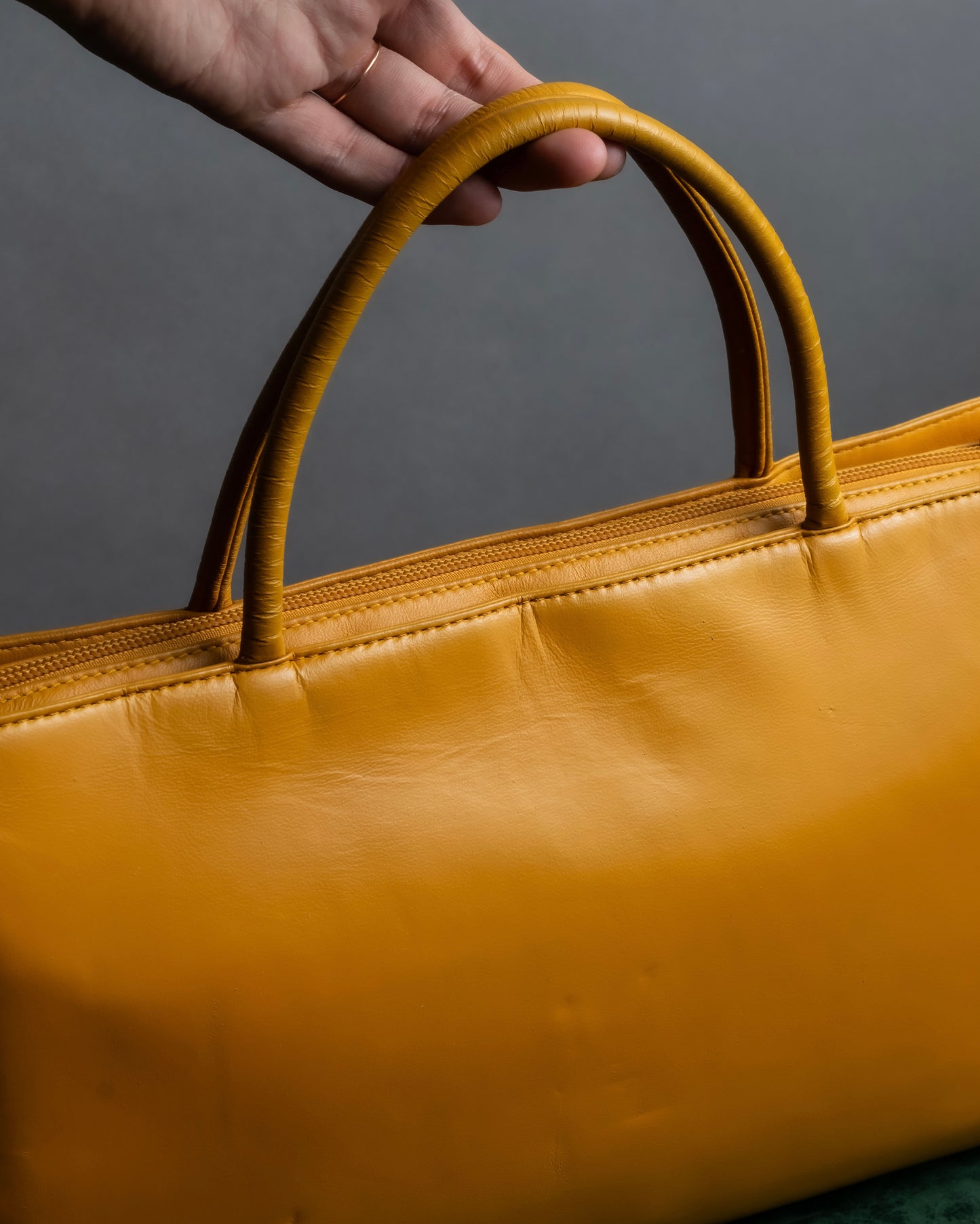 "LOEWE" Horizontal design vivid yellow color amazona bag