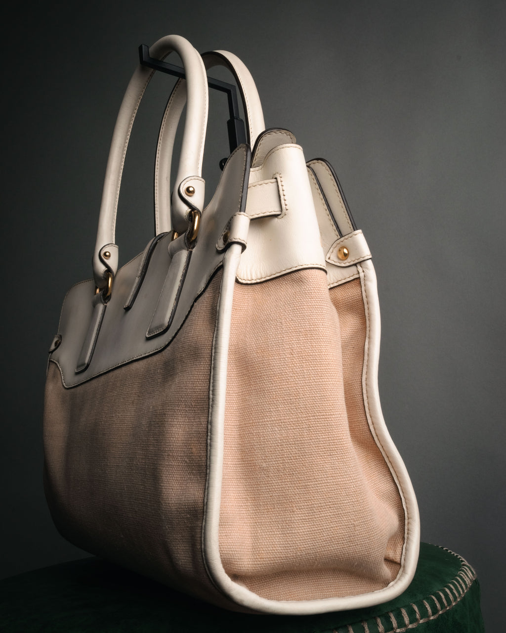“Salvatore Ferragamo” 2010’s canvas and leather gancini tote bag