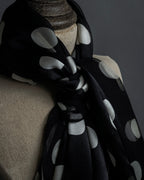 "YVES SAINT LAURENT" Large polka dot silk long scarf