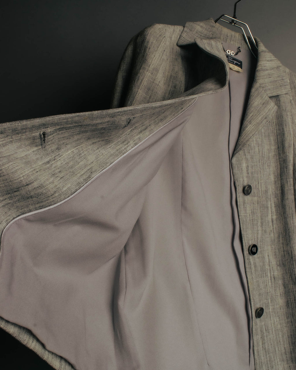 “Salvatore Ferragamo” 90’s-00’s Linen blend tailored jacket