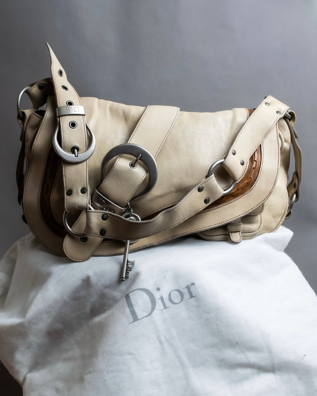 "Christian Dior" Gaucho saddle one shoulder leather bag