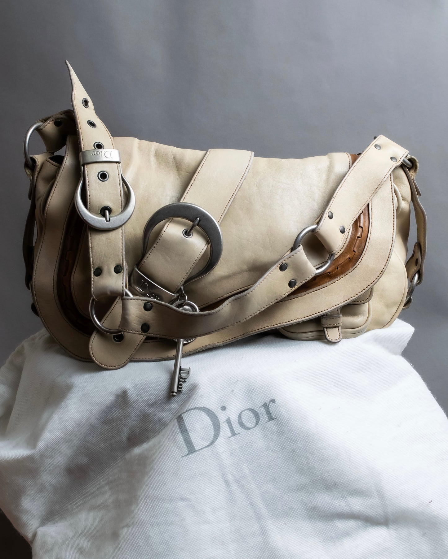 "Christian Dior" Gaucho saddle one shoulder leather bag