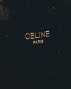 "CELINE" 18's-Glossy black chain leather belt