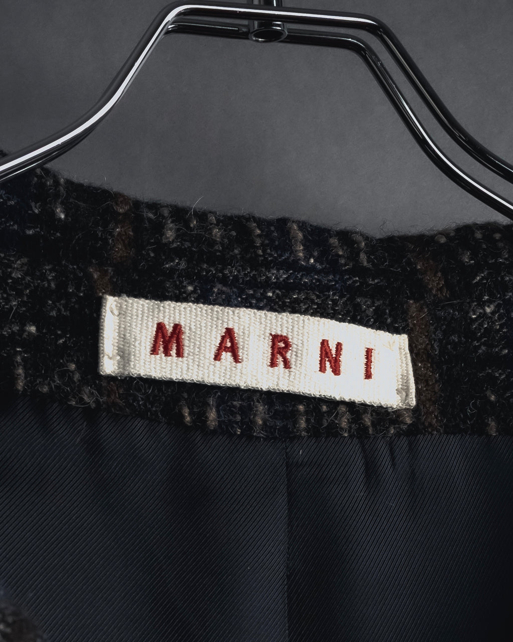 "MARNI" 90’s-00’s Textured plaid wool blend coat