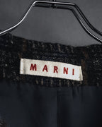 "MARNI" 90’s-00’s Textured plaid wool blend coat