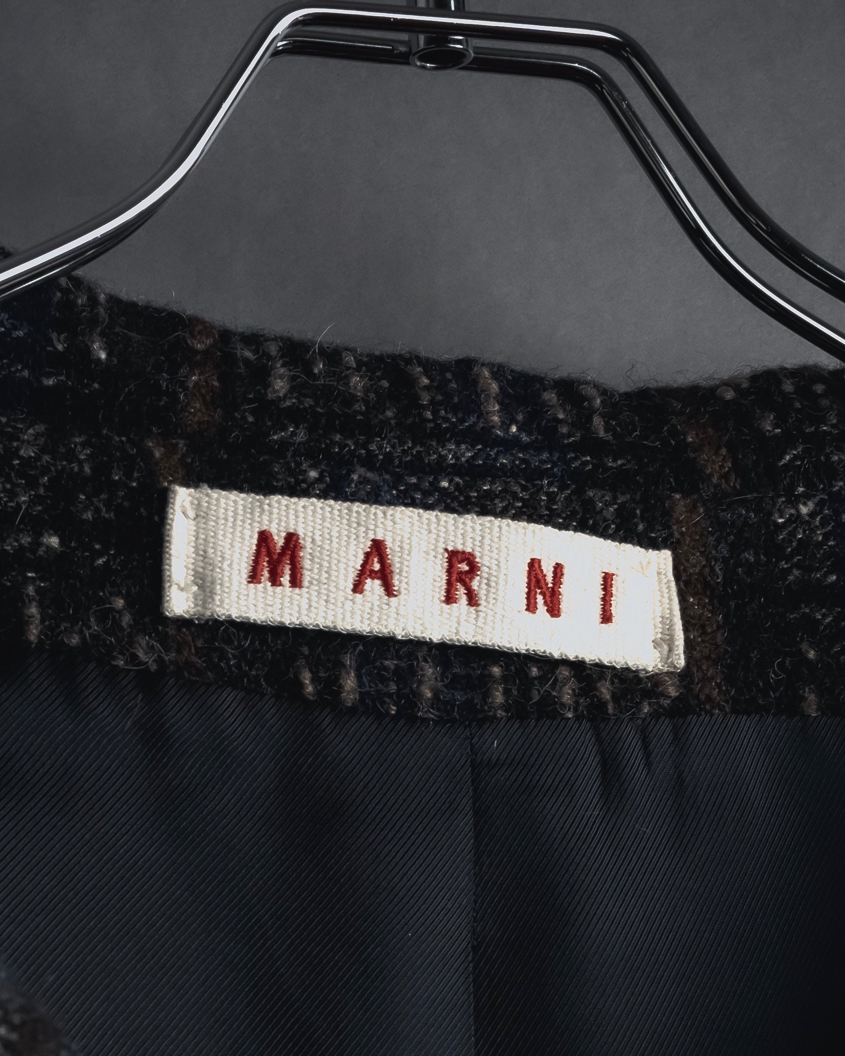 "MARNI" 90’s-00’s Textured plaid wool blend coat