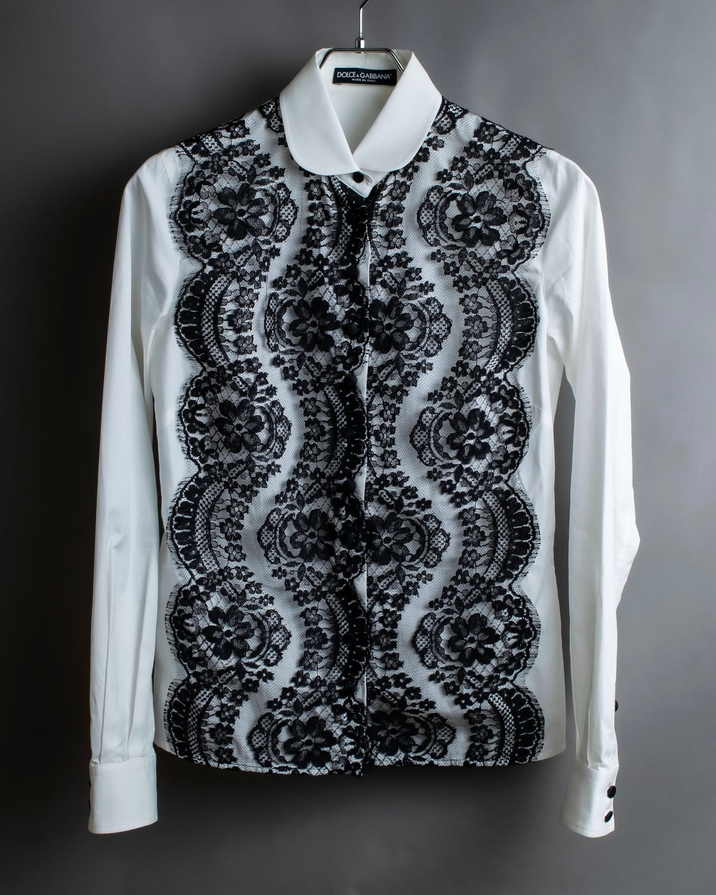 "Dolce & Gabbana" Flower engraved lace design shape fit shirt