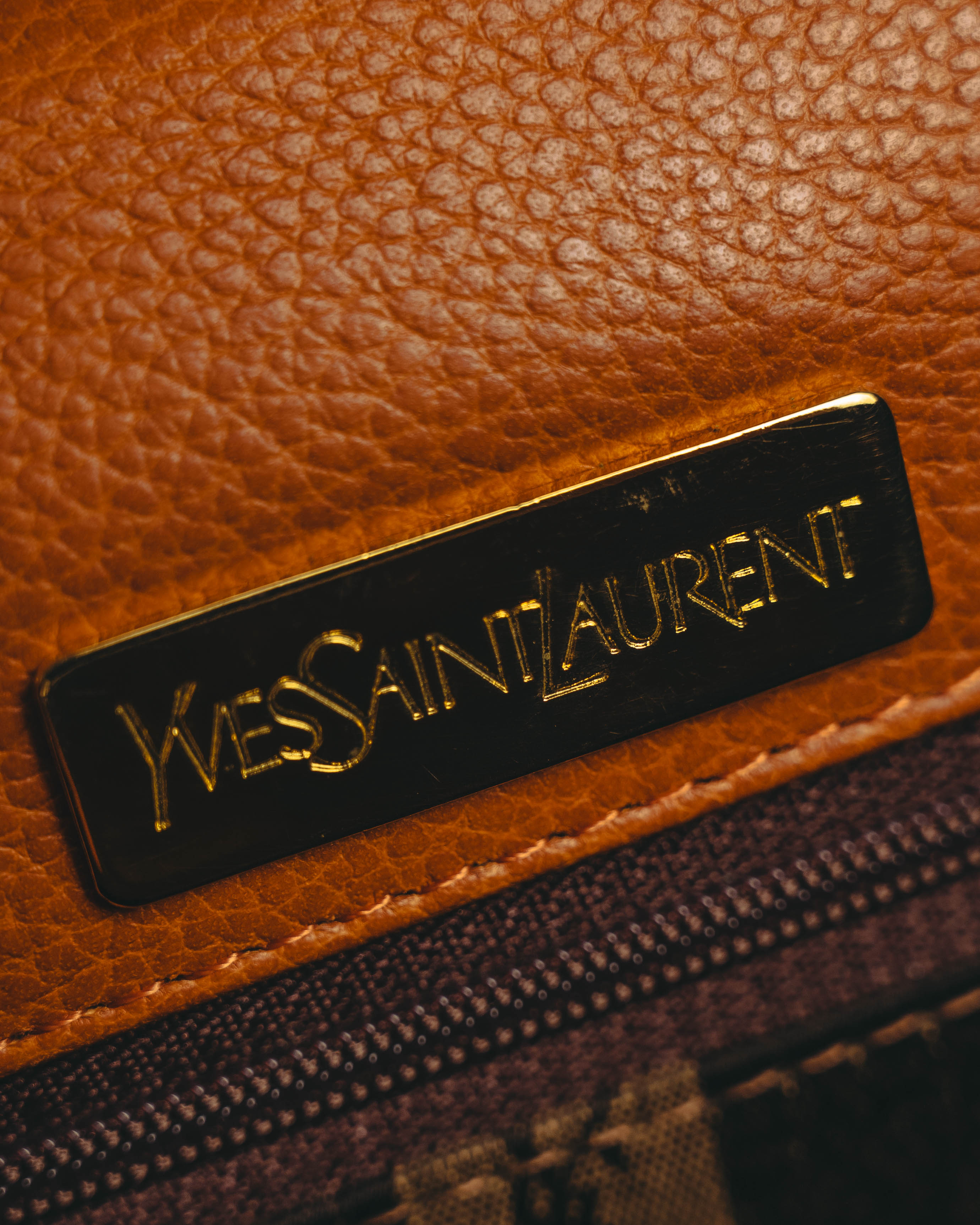 "Yves Saint Laurent" 70's-80's Cognac leather top handle bag