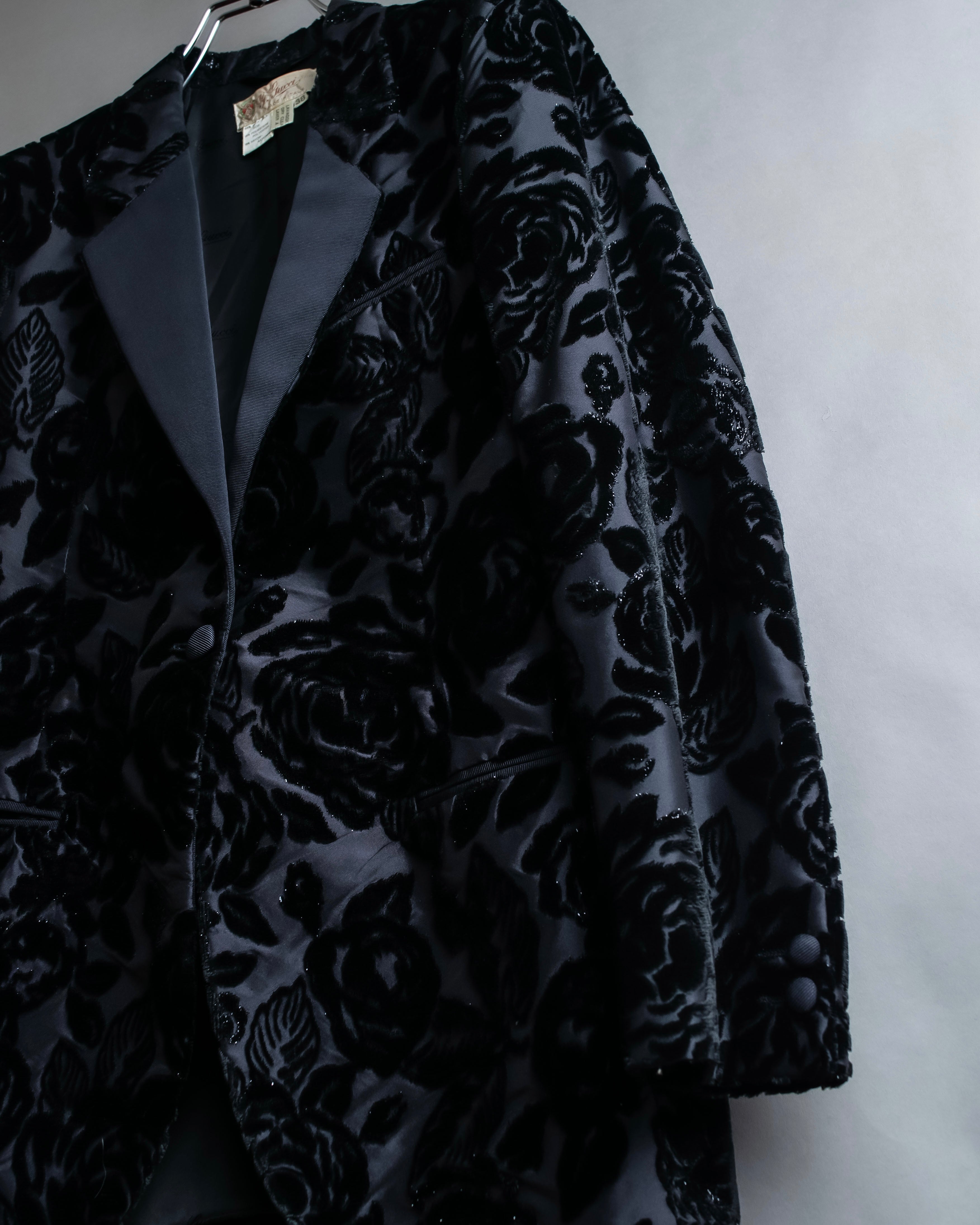 "GUCCI" Floral patterned lamé tailored jacket"