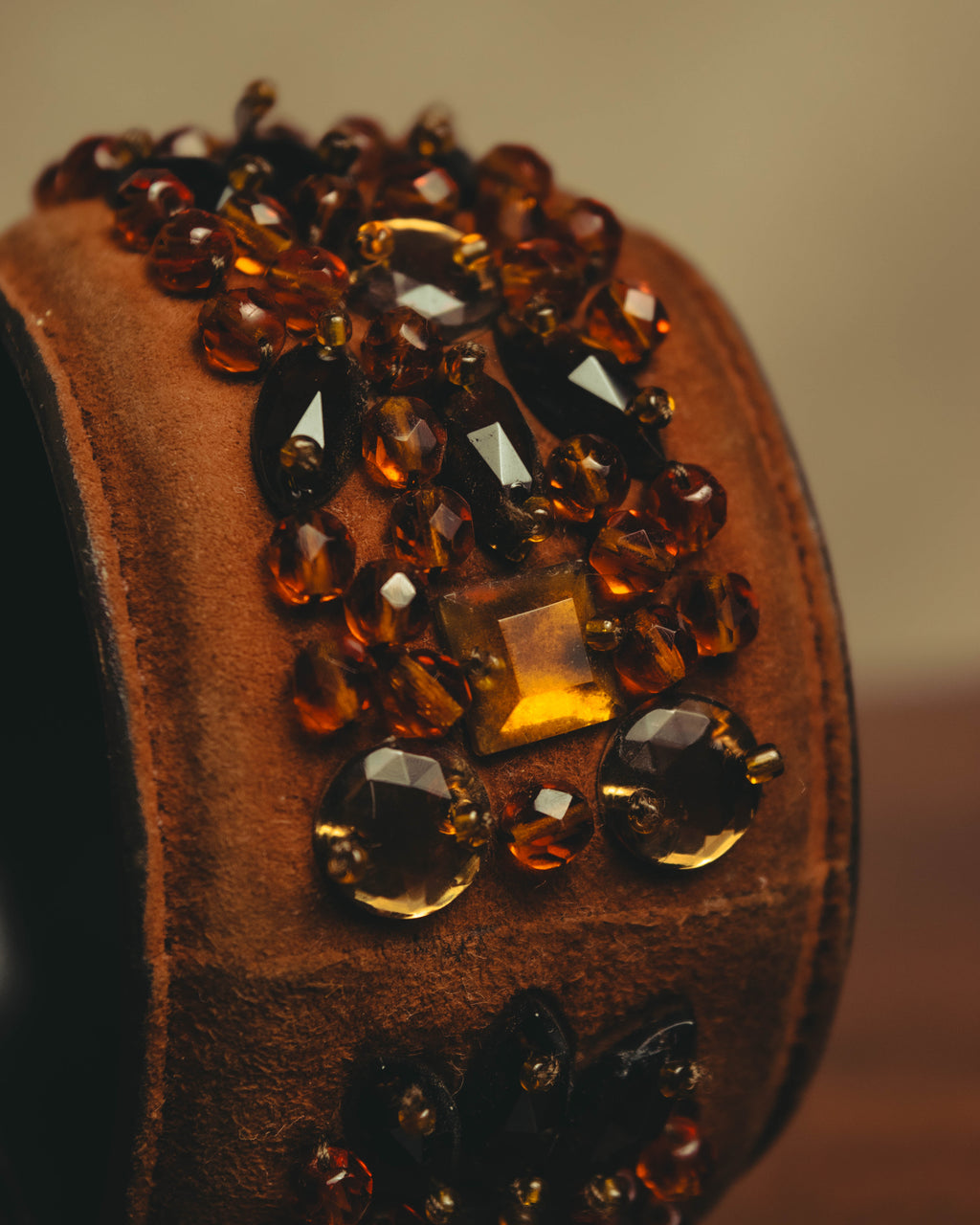 "PRADA" 90's-00's Embellished wide cuff bracelet