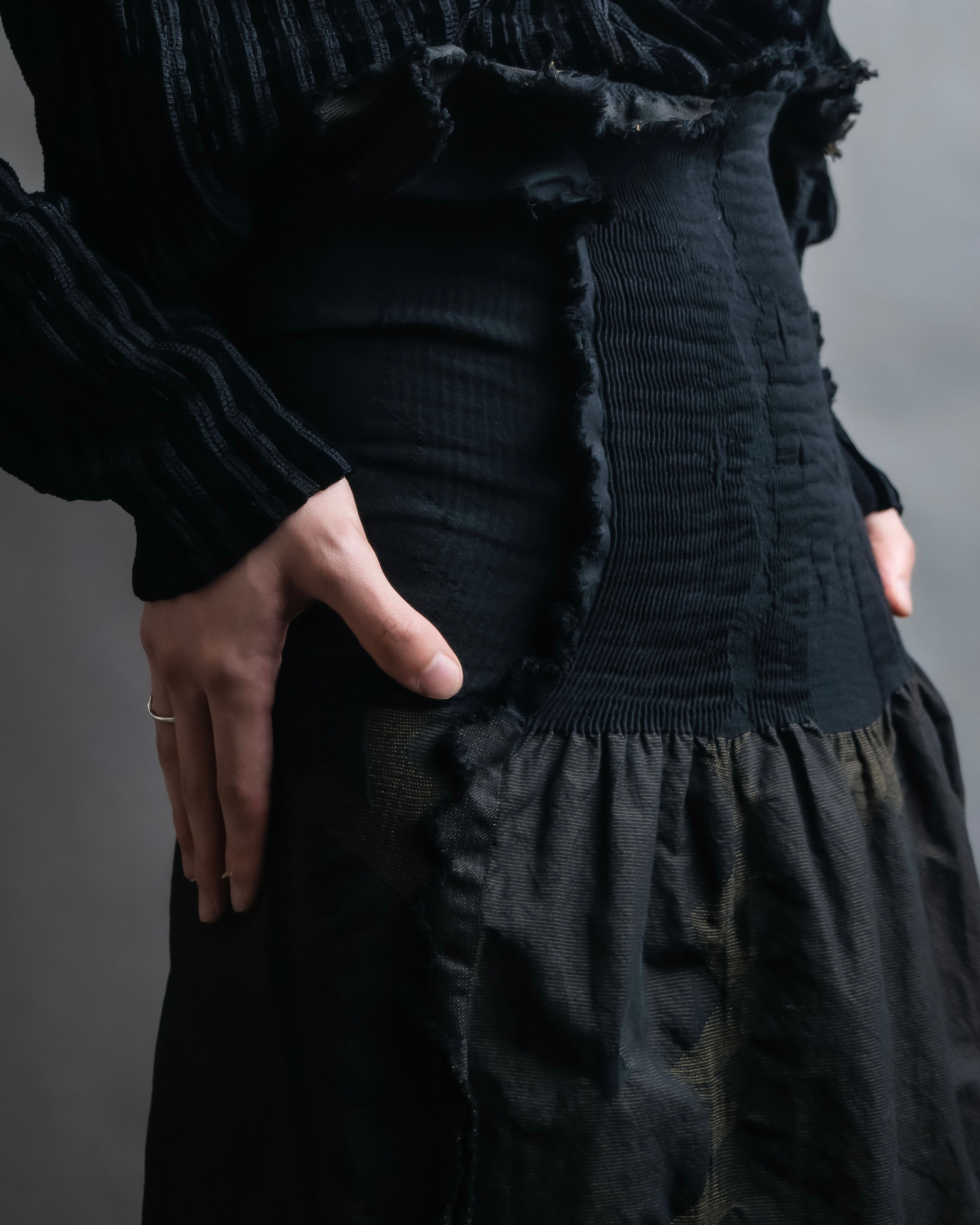 "A-POC" Wrap design high slit skirt