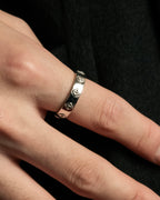 "Christian Dior" CD logo engraved diamond motif silver ring