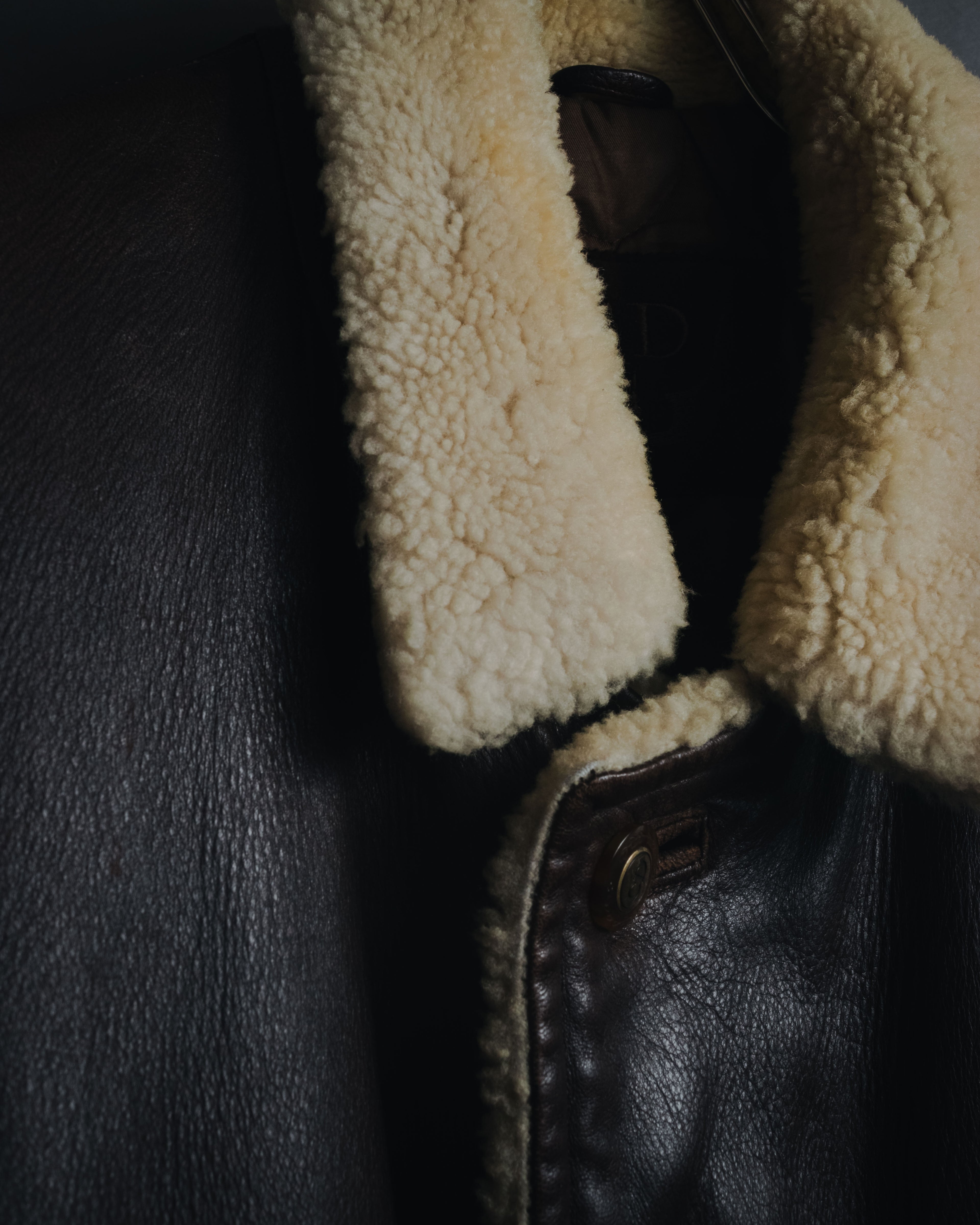 "Christian Dior" 80’s-90’s deerskin shearling collar leather jacket