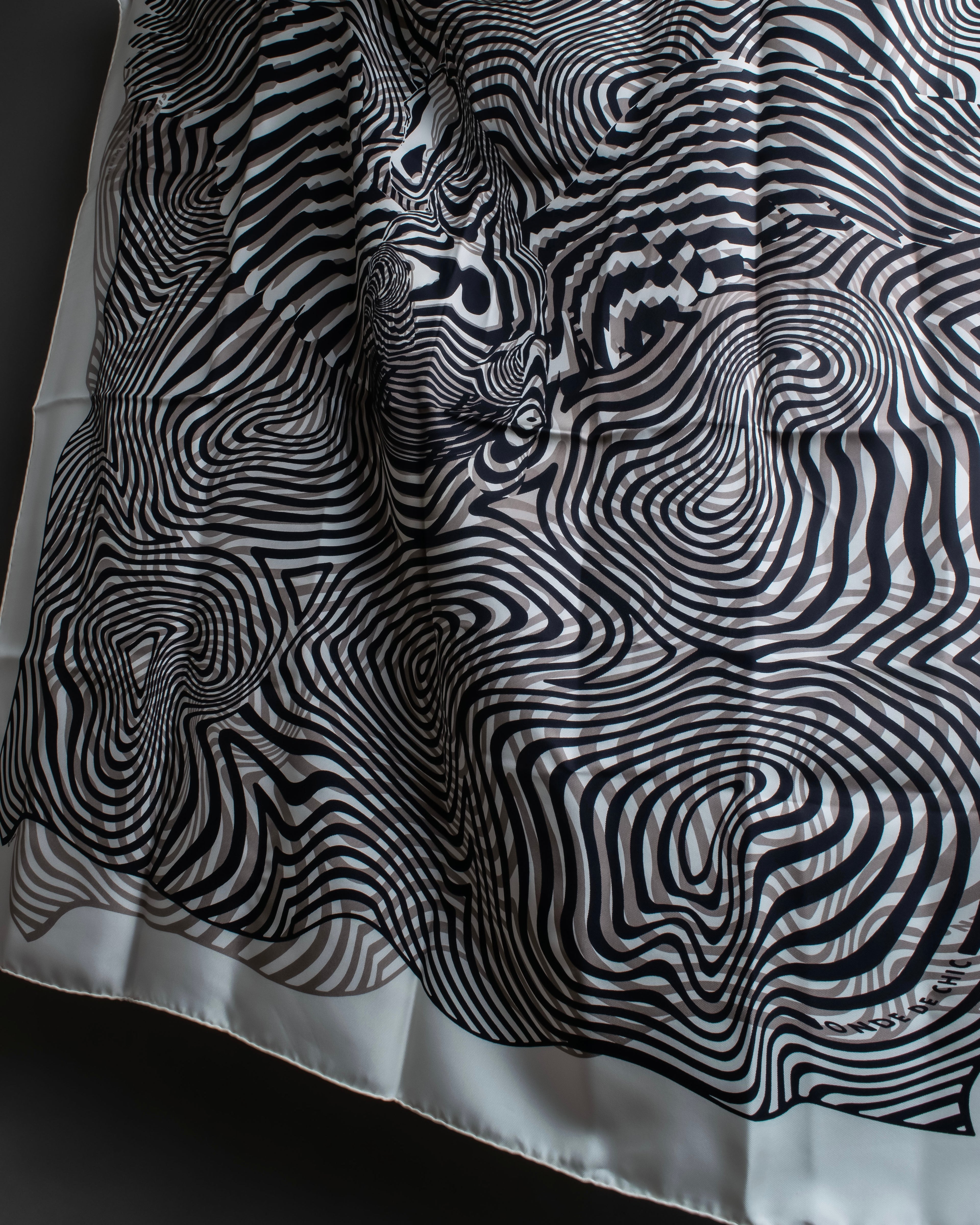 "HERMES" Zebra abstract print Carre 90 silk scarf