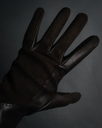 “HERMÈS” 2010’s bi material lambskin silk lined gloves