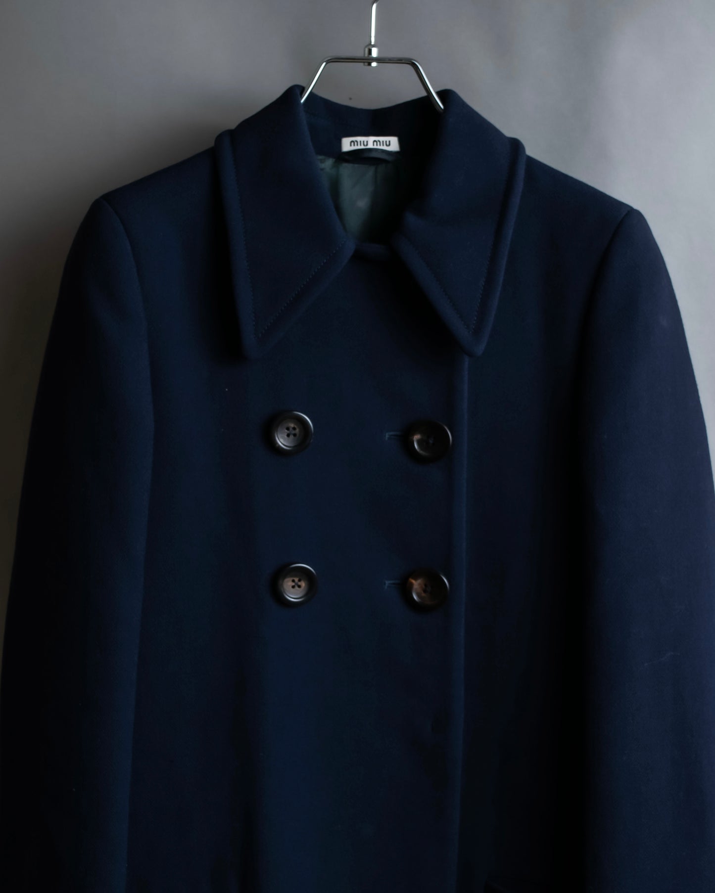 "MIU MIU" Double breasted rounded wool peacoat