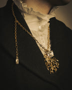 -SPECIAL- "Yves Saint Laurent" 90's-00's Sculptural coral motif crystal pendant necklace