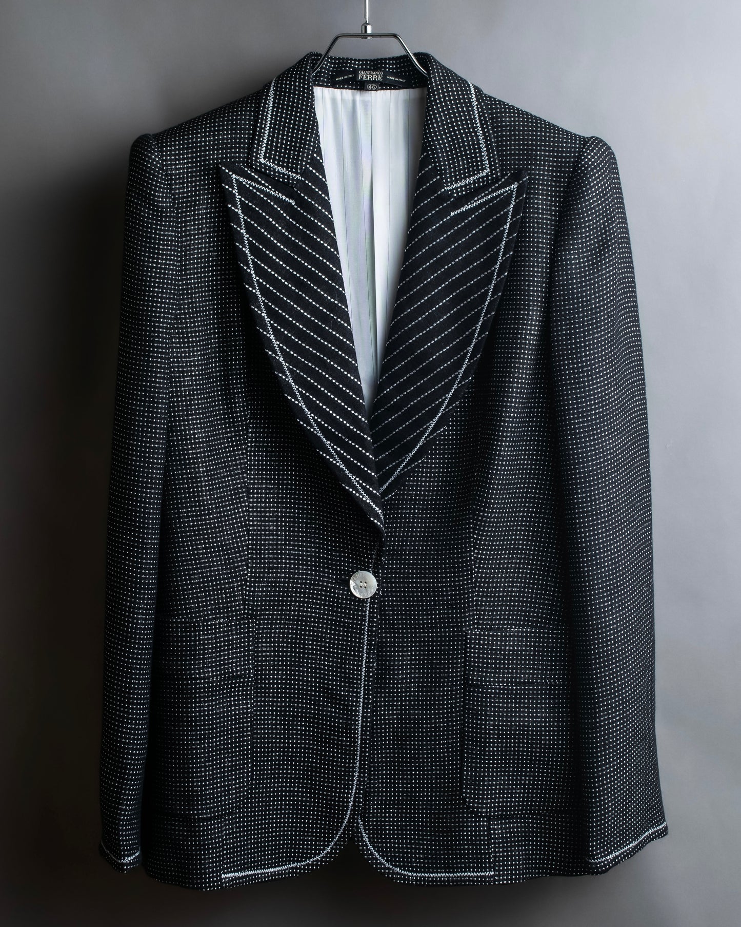 "GIANFRANCO FERRE" Striped＆dotted peak lapel tailored jacket