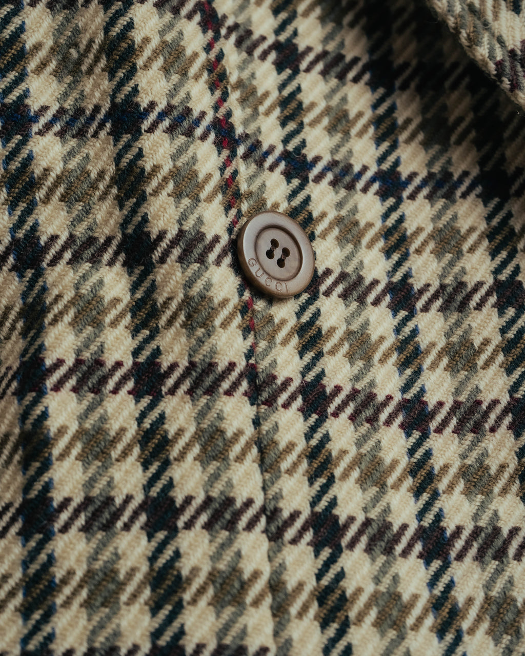 "GUCCI" 80's-early 90's Checked wool cashmere double-breasted jacket